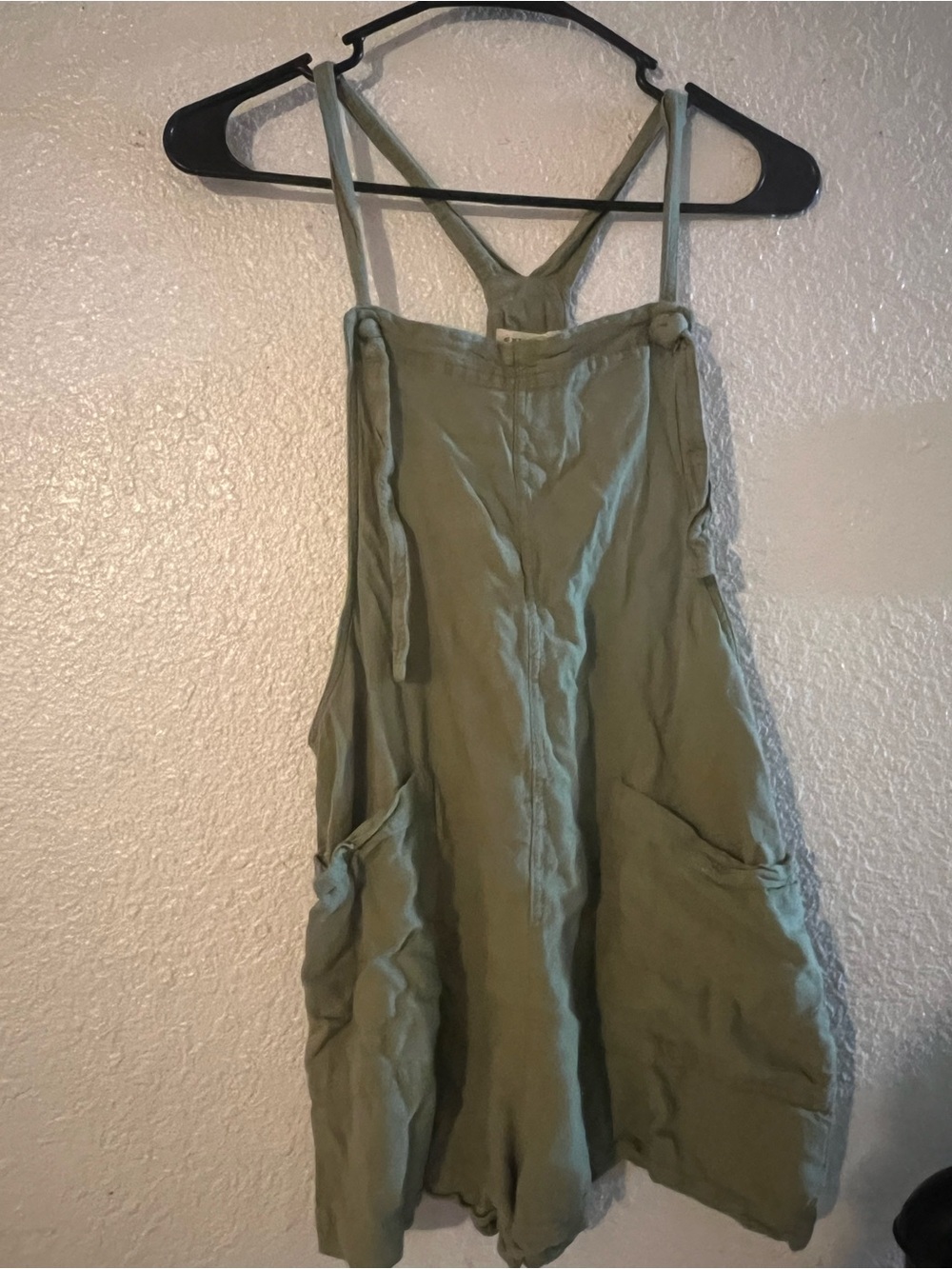 Aeropostale Olive Green Linen-Blend Romper Overalls